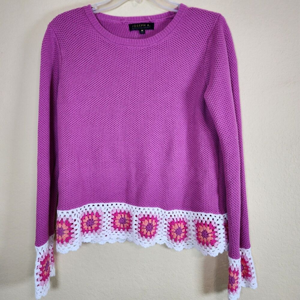 Joseph A Qu'est-Ce Que‎ C'est silk knit granny square pink cottage core Prarie